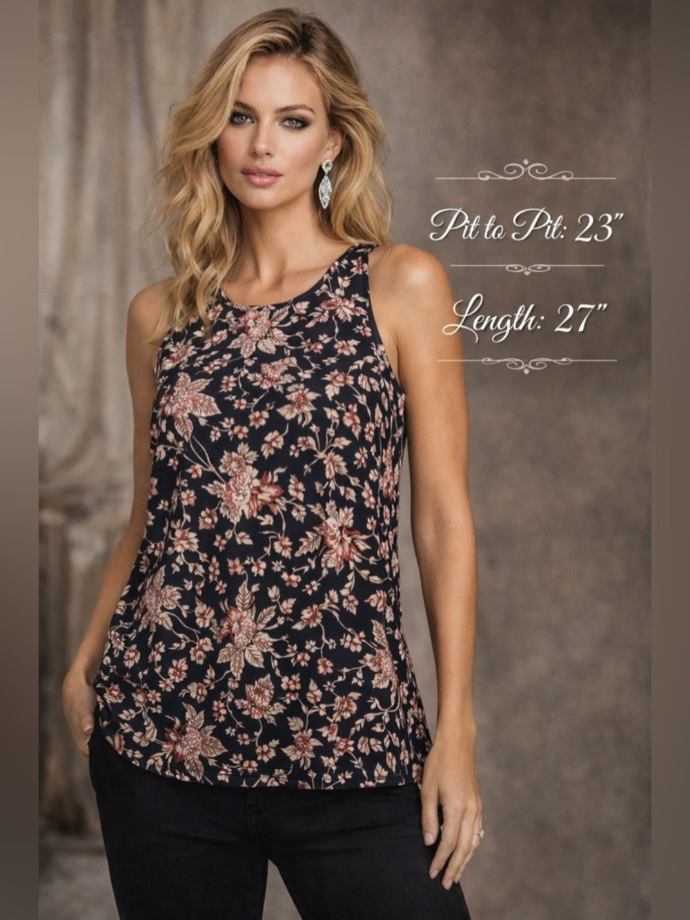 🩷Express Floral Black and Pink Blouse